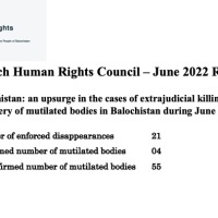 Balochistan: an upsurge in the cases of extrajudicial killings and the discovery of mutilated bodies during June 2022